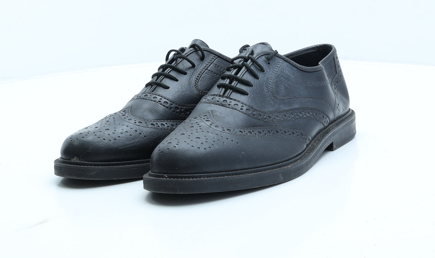 Classic Mens Black Leather Brogue Dress UK 8