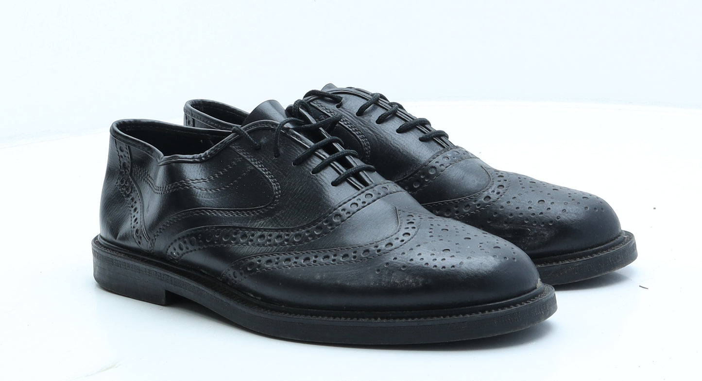Classic Mens Black Leather Brogue Dress UK 8