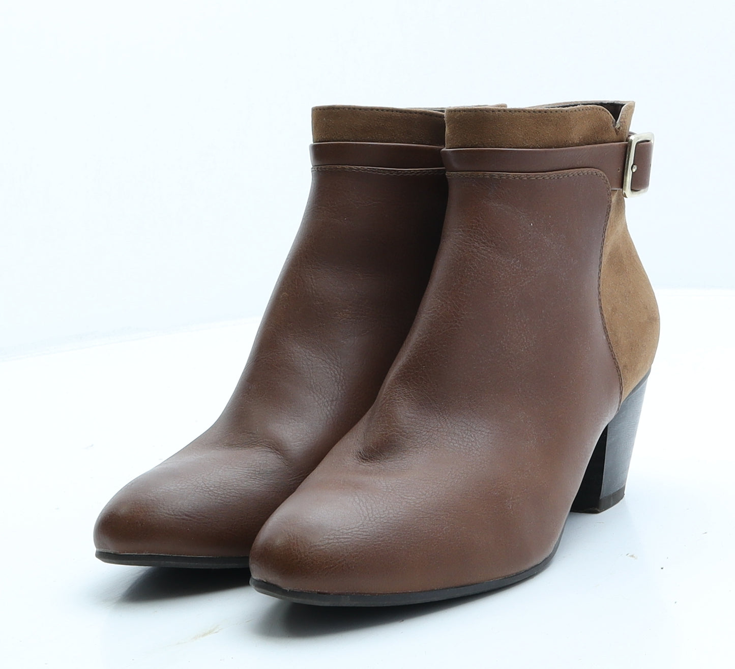 F&F Womens Brown Leather Bootie Boot UK 6 39
