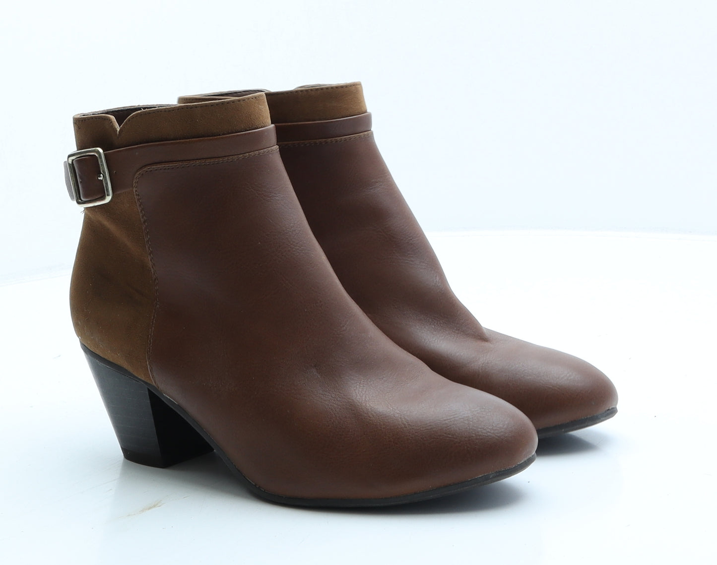 F&F Womens Brown Leather Bootie Boot UK 6 39