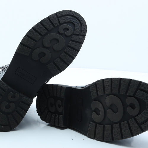 Simply Be Womens Black Vinyl Combat Boot UK 6