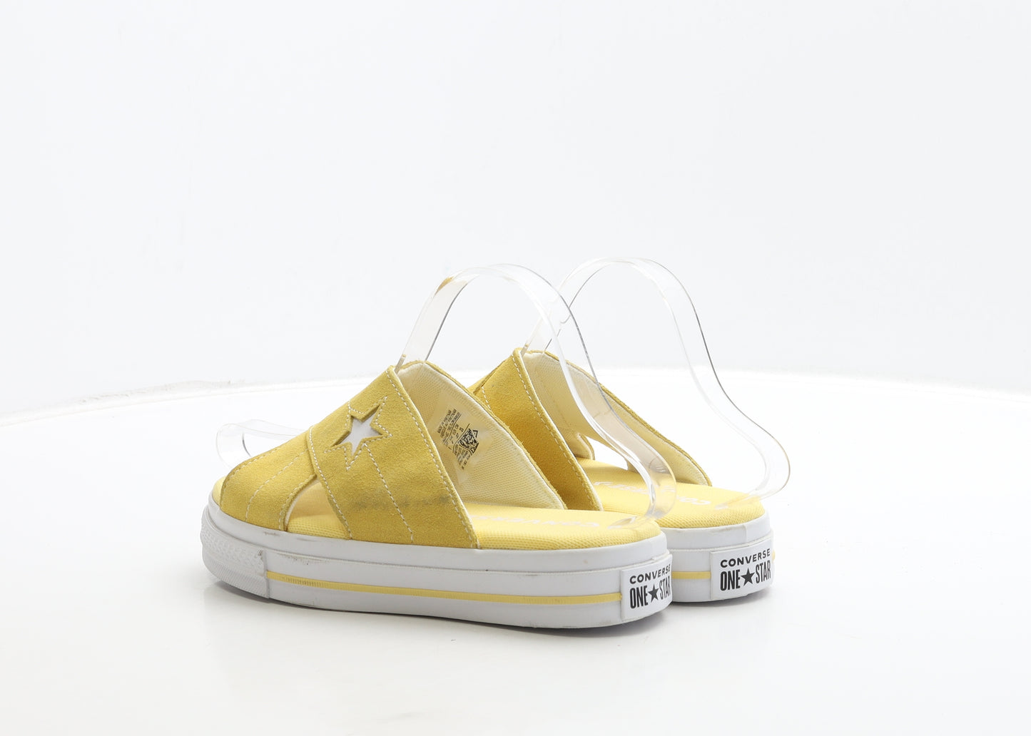 Converse Womens Yellow Leather Slip On Sandal UK 4 37 - Star Detail