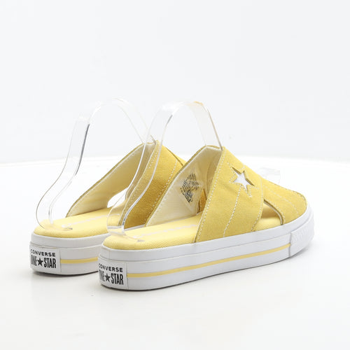Converse Womens Yellow Leather Slip On Sandal UK 4 37 - Star Detail