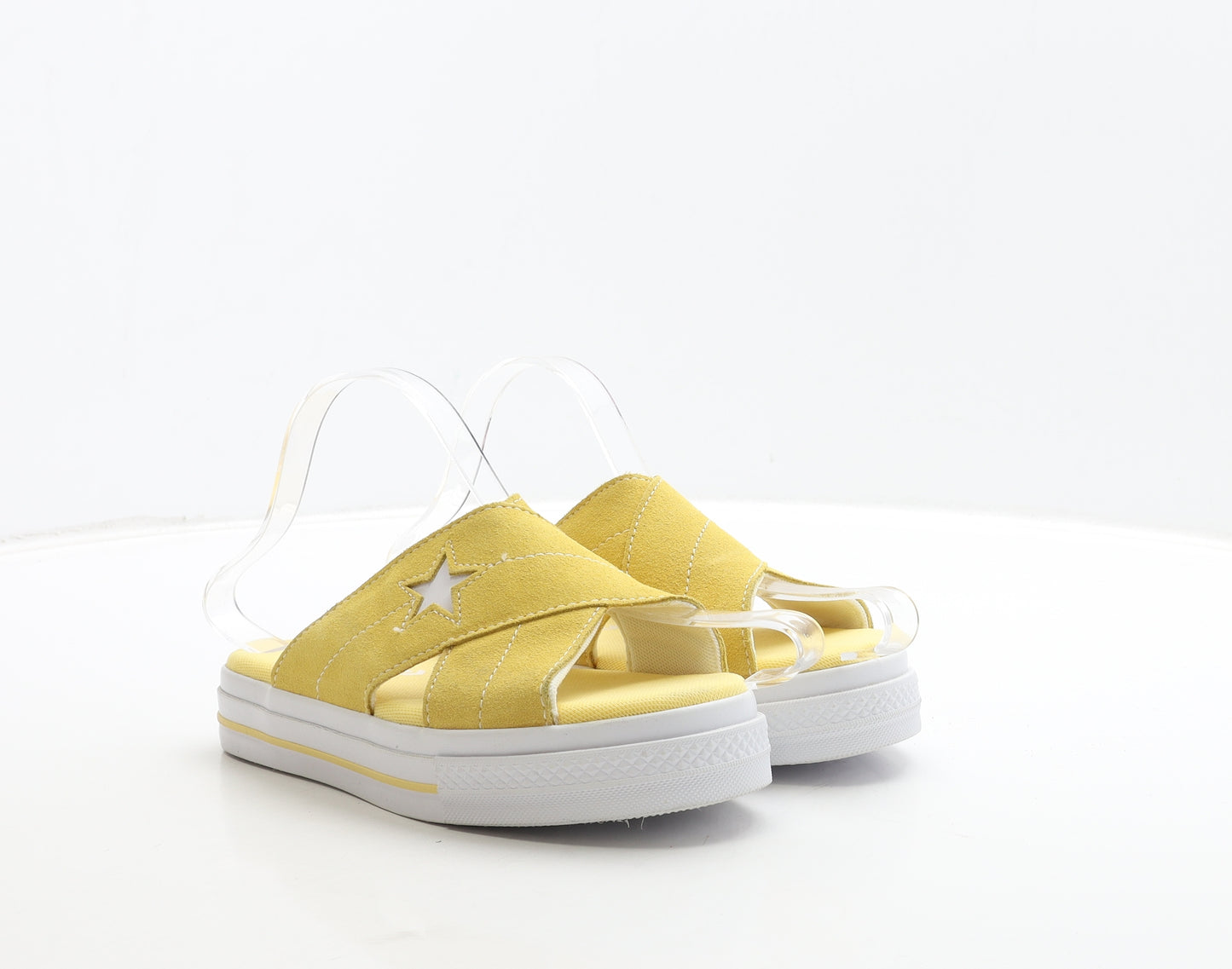 Converse Womens Yellow Leather Slip On Sandal UK 4 37 - Star Detail