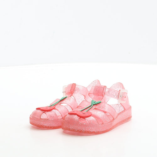 Preworn Girls Pink Rubber Fisherman Sandal UK 4 20 - Cherry Detail