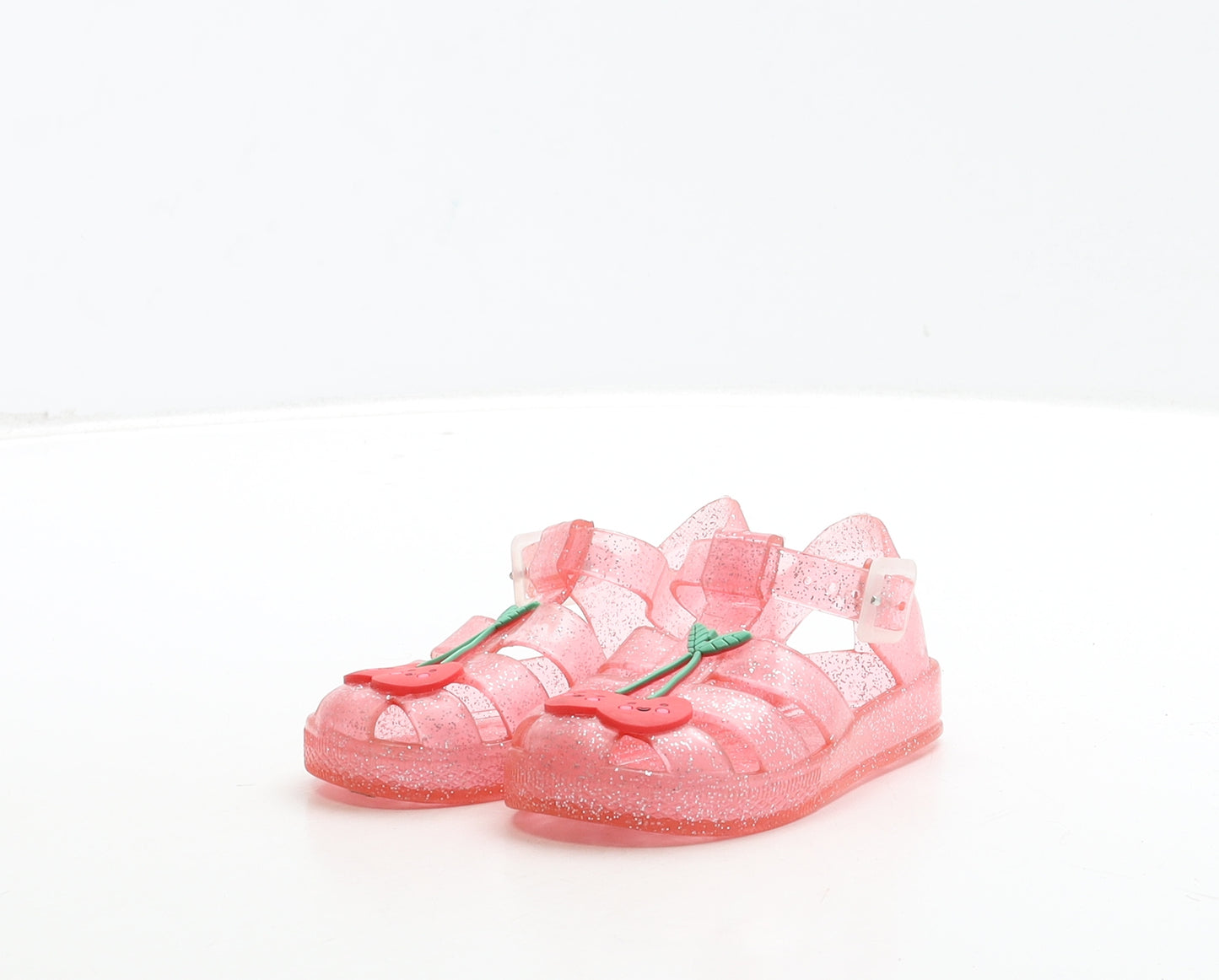 Preworn Girls Pink Rubber Fisherman Sandal UK 4 20 - Cherry Detail