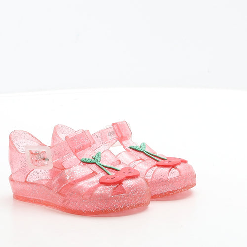 Preworn Girls Pink Rubber Fisherman Sandal UK 4 20 - Cherry Detail