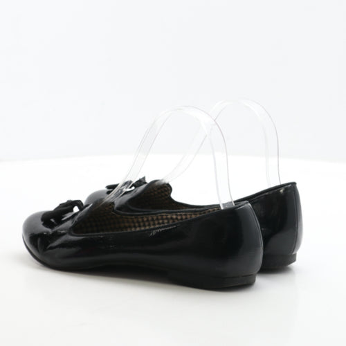 George Womens Black PVC Loafer Flat UK 4 37