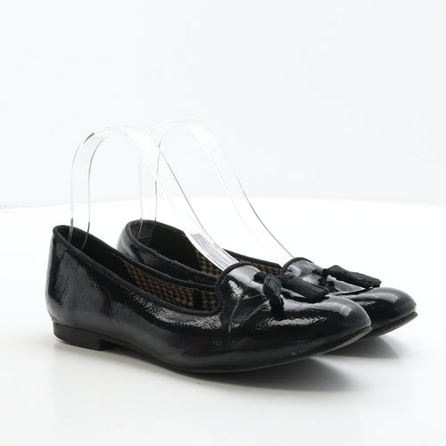 George Womens Black PVC Loafer Flat UK 4 37