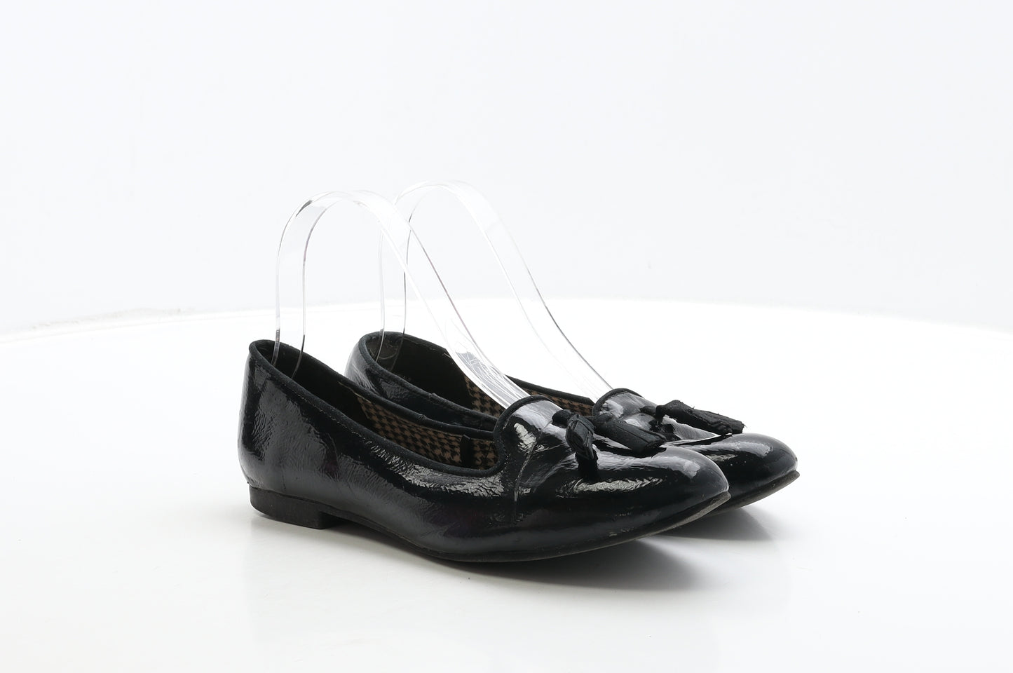 George Womens Black PVC Loafer Flat UK 4 37