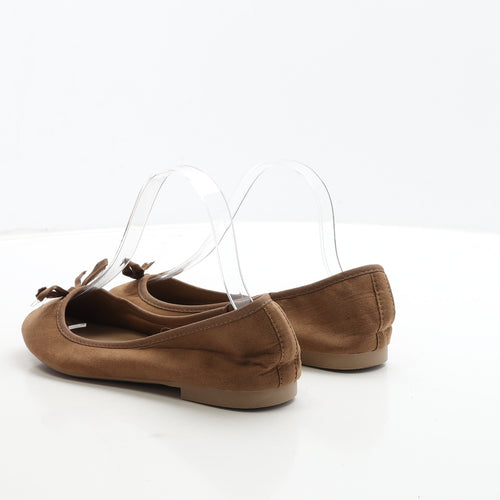 New Look Womens Brown Suede Ballet Flat UK 5 38 - Wide Fit