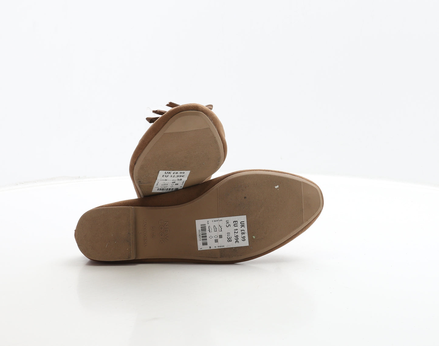New Look Womens Brown Suede Ballet Flat UK 5 38 - Wide Fit