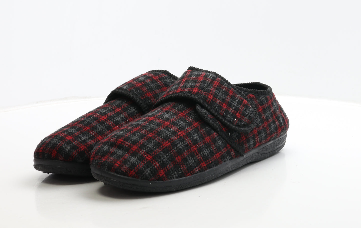 Four Seasons Mens Black Plaid Polyester Slip On Slipper UK 14