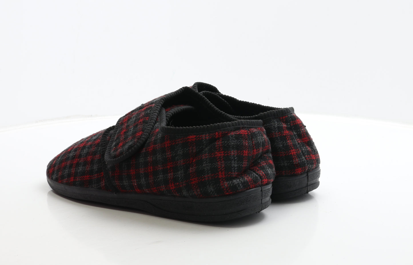 Four Seasons Mens Black Plaid Polyester Slip On Slipper UK 14