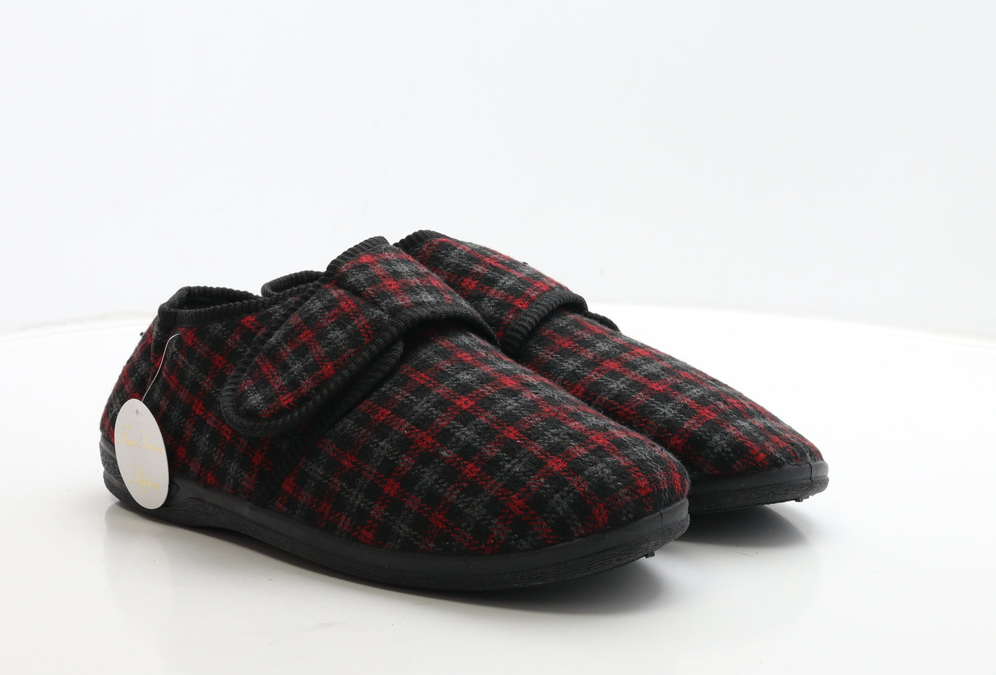 Four Seasons Mens Black Plaid Polyester Slip On Slipper UK 14
