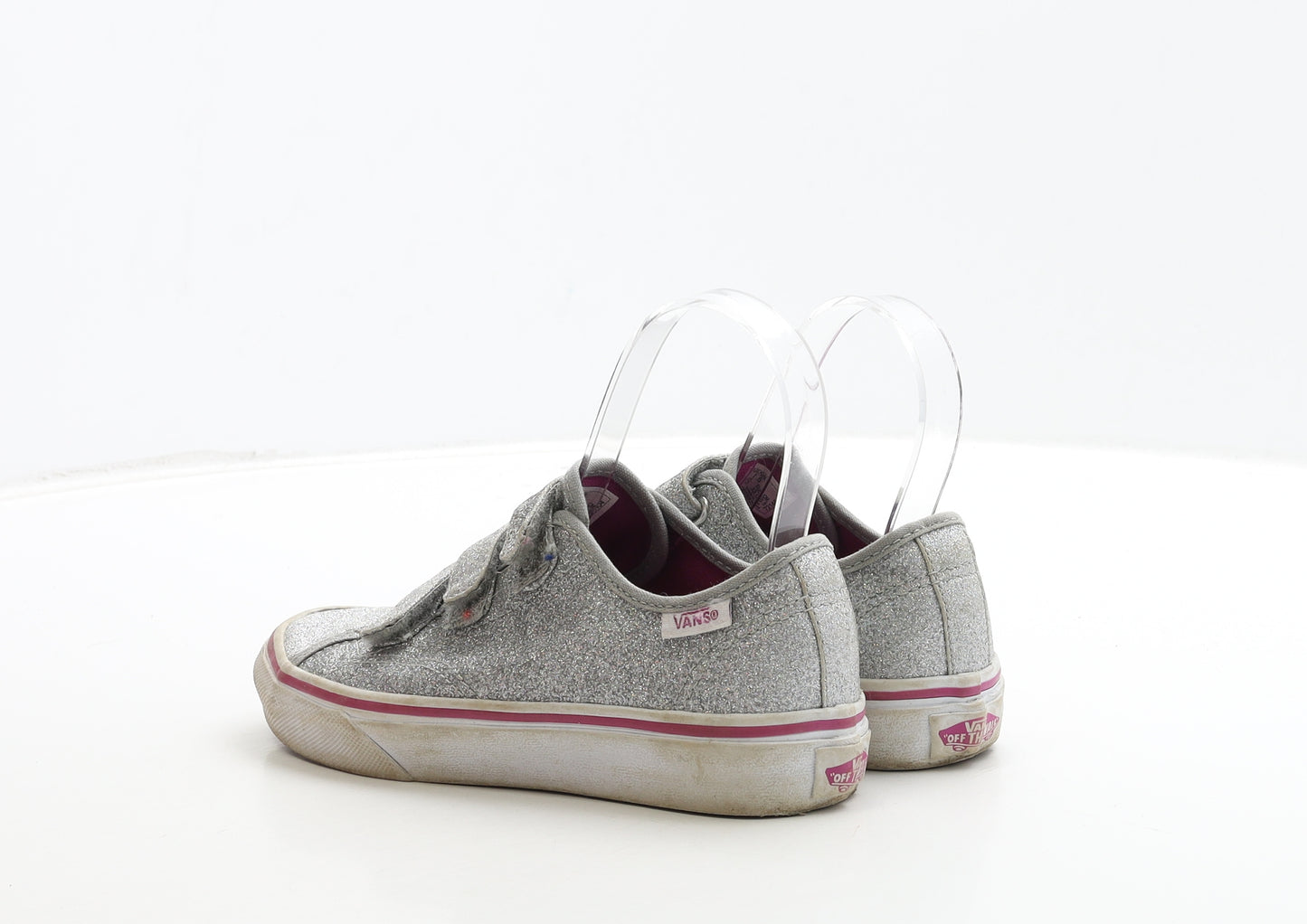VANS Girls Silver Polyester Trainer UK 1 32