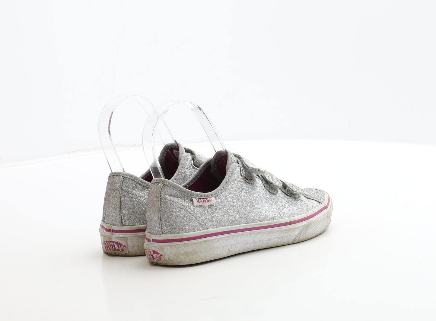 VANS Girls Silver Polyester Trainer UK 1 32
