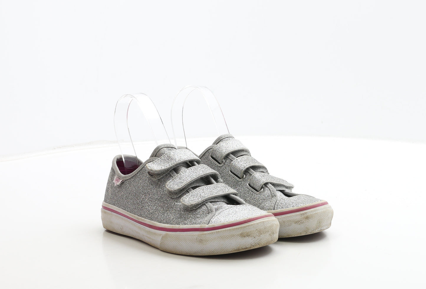 VANS Girls Silver Polyester Trainer UK 1 32