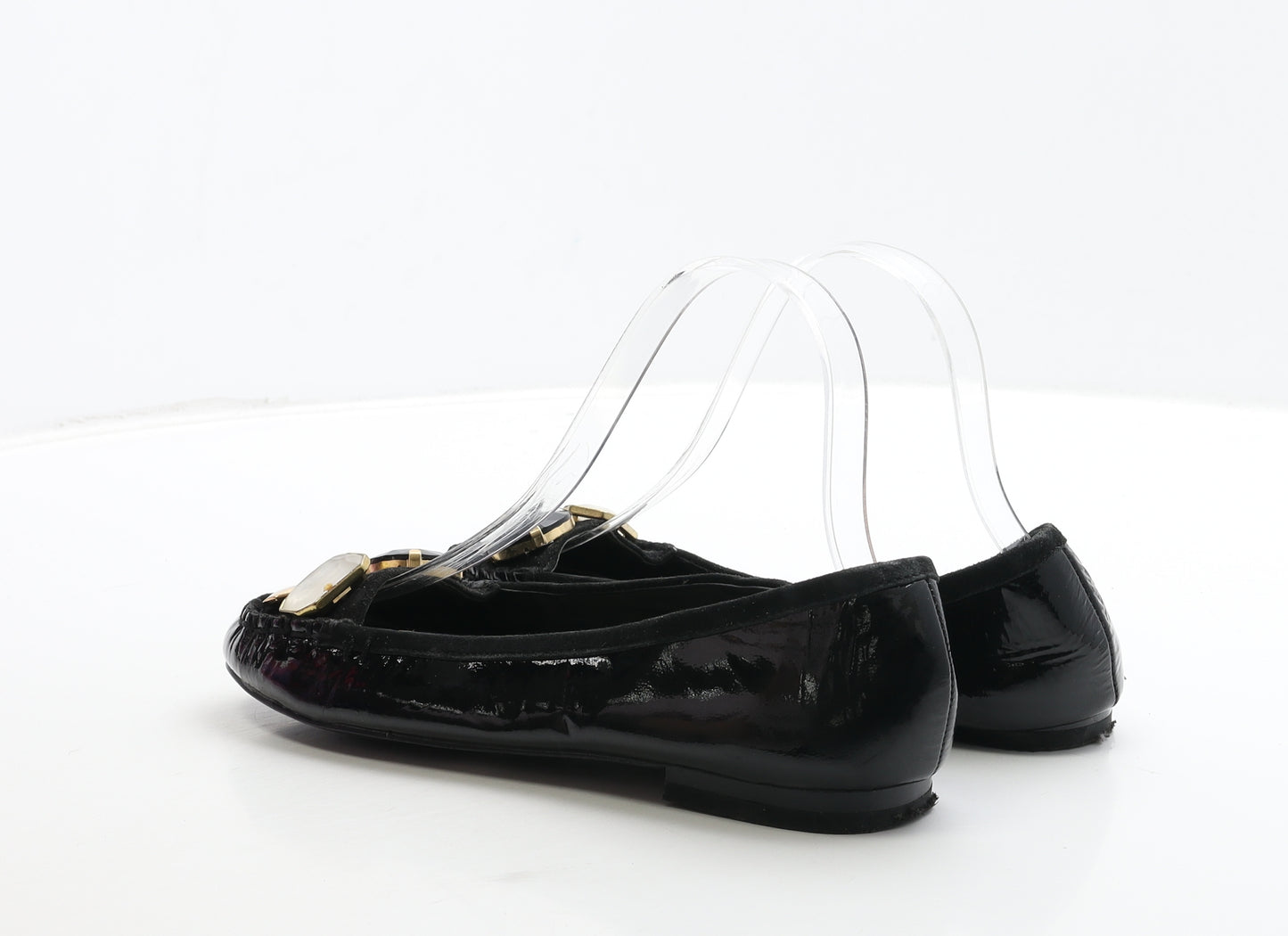 Marks and Spencer Womens Black Patent Leather Flat UK 5