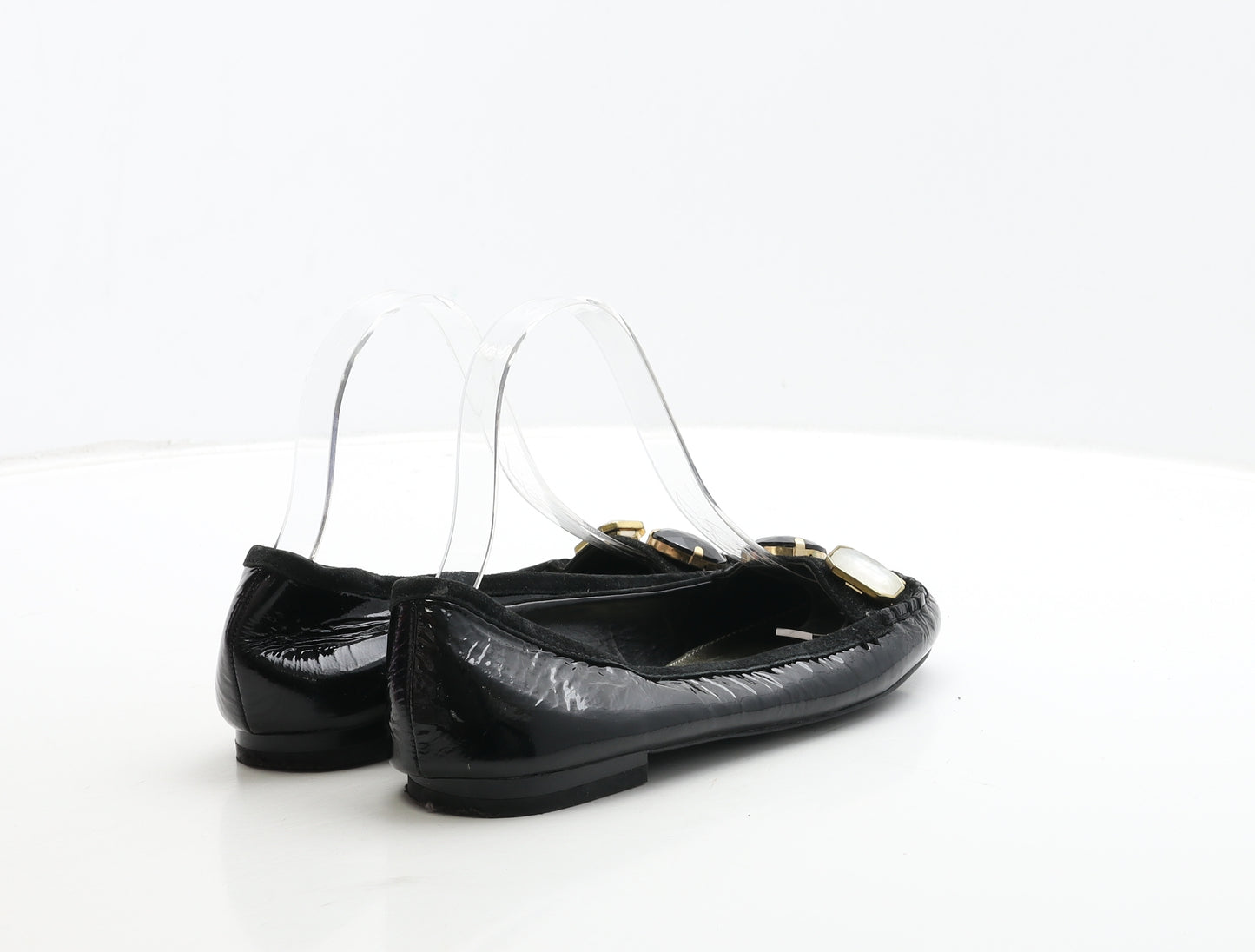 Marks and Spencer Womens Black Patent Leather Flat UK 5