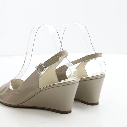 Zodiaco Womens Beige Patent Leather Slingback Heel UK 3 36