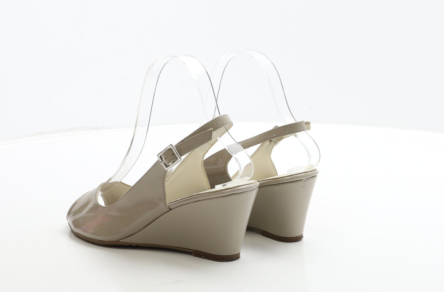 Zodiaco Womens Beige Patent Leather Slingback Heel UK 3 36