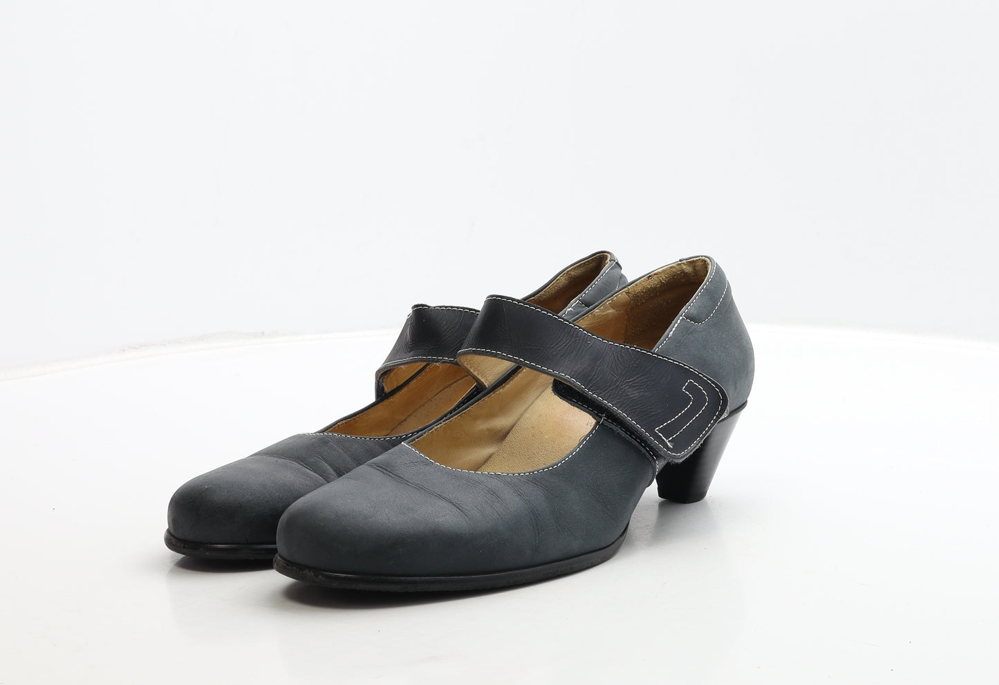 NewDress Comfort Womens Blue Leather Court Heel UK 7 41 - Wide Fit