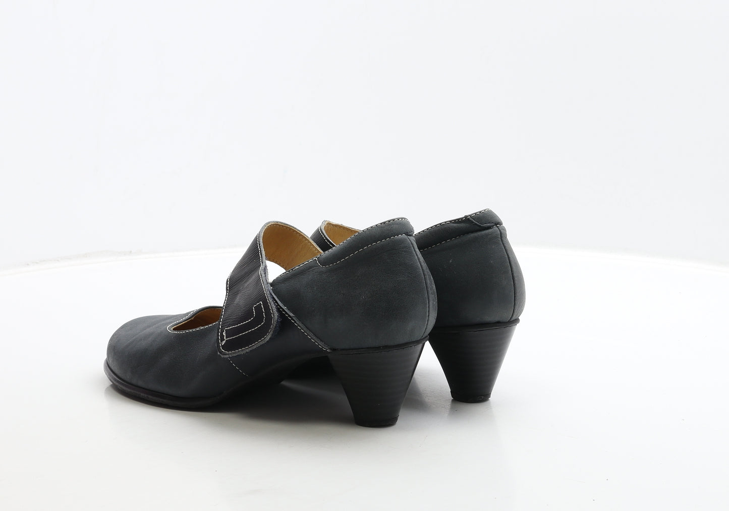 NewDress Comfort Womens Blue Leather Court Heel UK 7 41 - Wide Fit