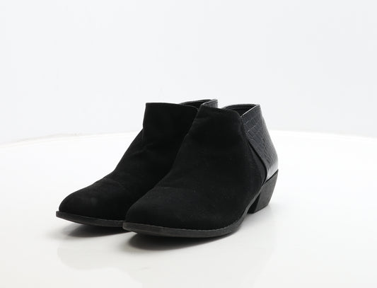 Atmosphere Womens Black Animal Print Suede Chelsea Boot UK 4 37