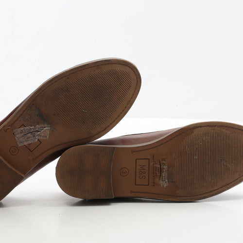Marks and Spencer Womens Brown Leather Loafer Casual UK 3