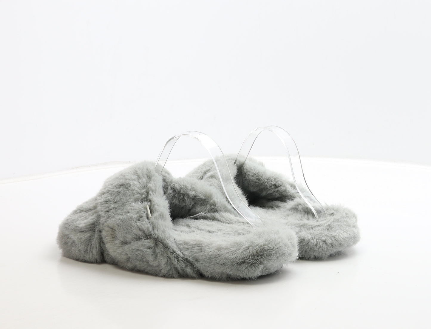 NEXT Womens Grey Polyester Slip On Slipper UK 41 - Fluffy Detail