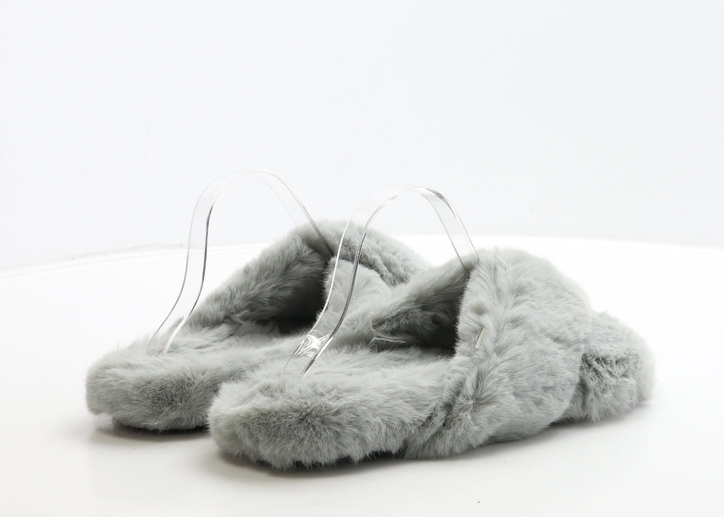 NEXT Womens Grey Polyester Slip On Slipper UK 41 - Fluffy Detail