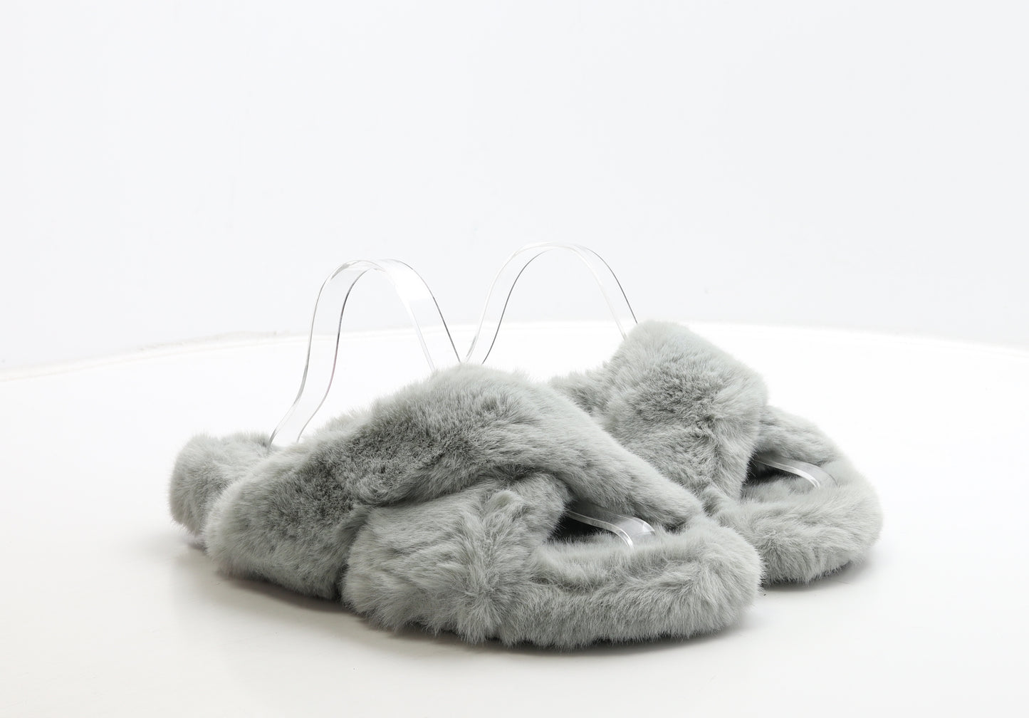 NEXT Womens Grey Polyester Slip On Slipper UK 41 - Fluffy Detail
