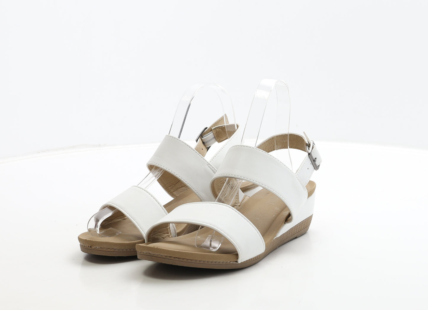 Ajvani Womens White Leather Slingback Sandal UK 5 38