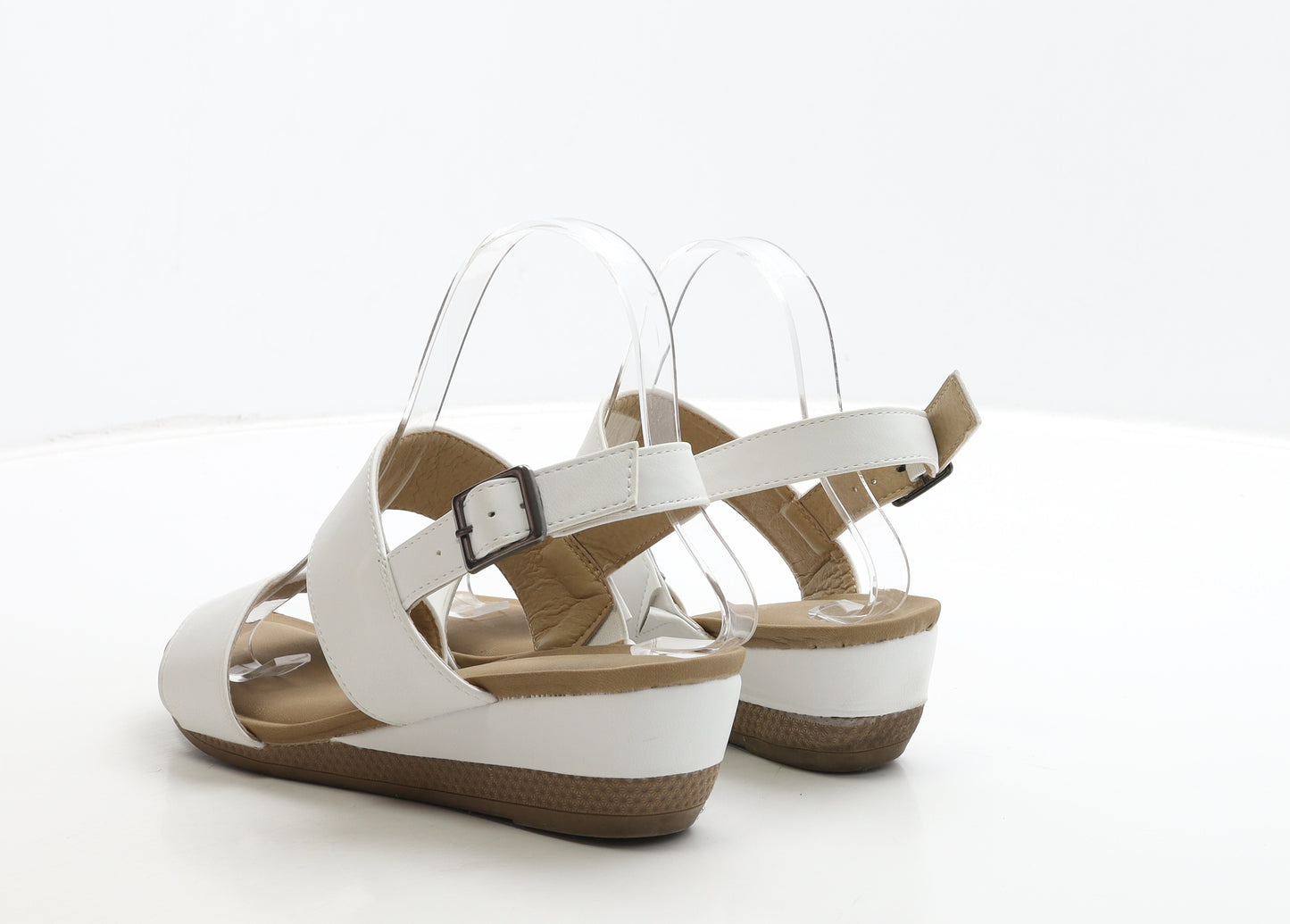 Ajvani Womens White Leather Slingback Sandal UK 5 38