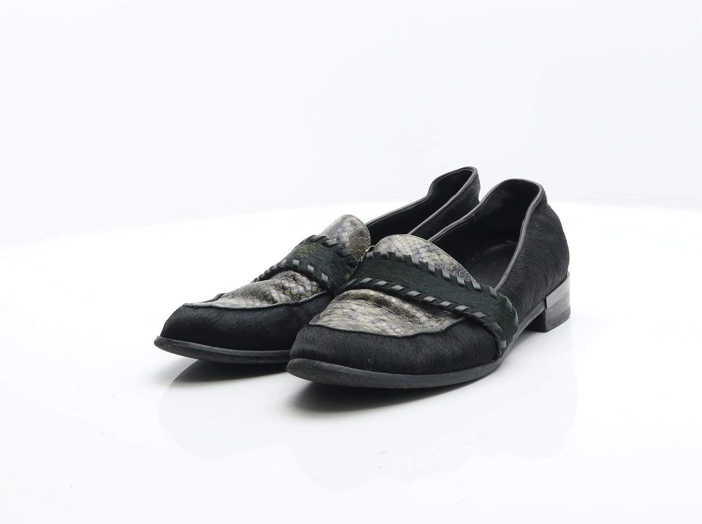 Preworn Mens Black Animal Print Synthetic Mule Casual UK 7.5 41 - Snake Print