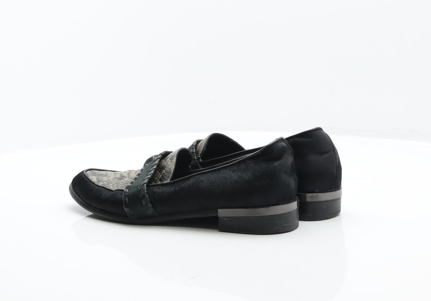 Preworn Mens Black Animal Print Synthetic Mule Casual UK 7.5 41 - Snake Print