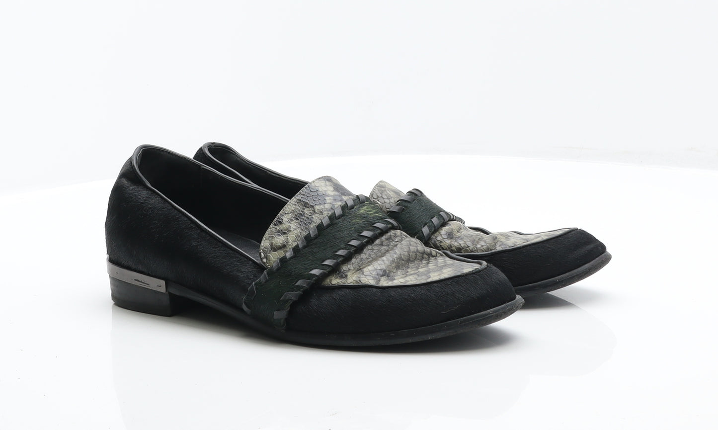 Preworn Mens Black Animal Print Synthetic Mule Casual UK 7.5 41 - Snake Print