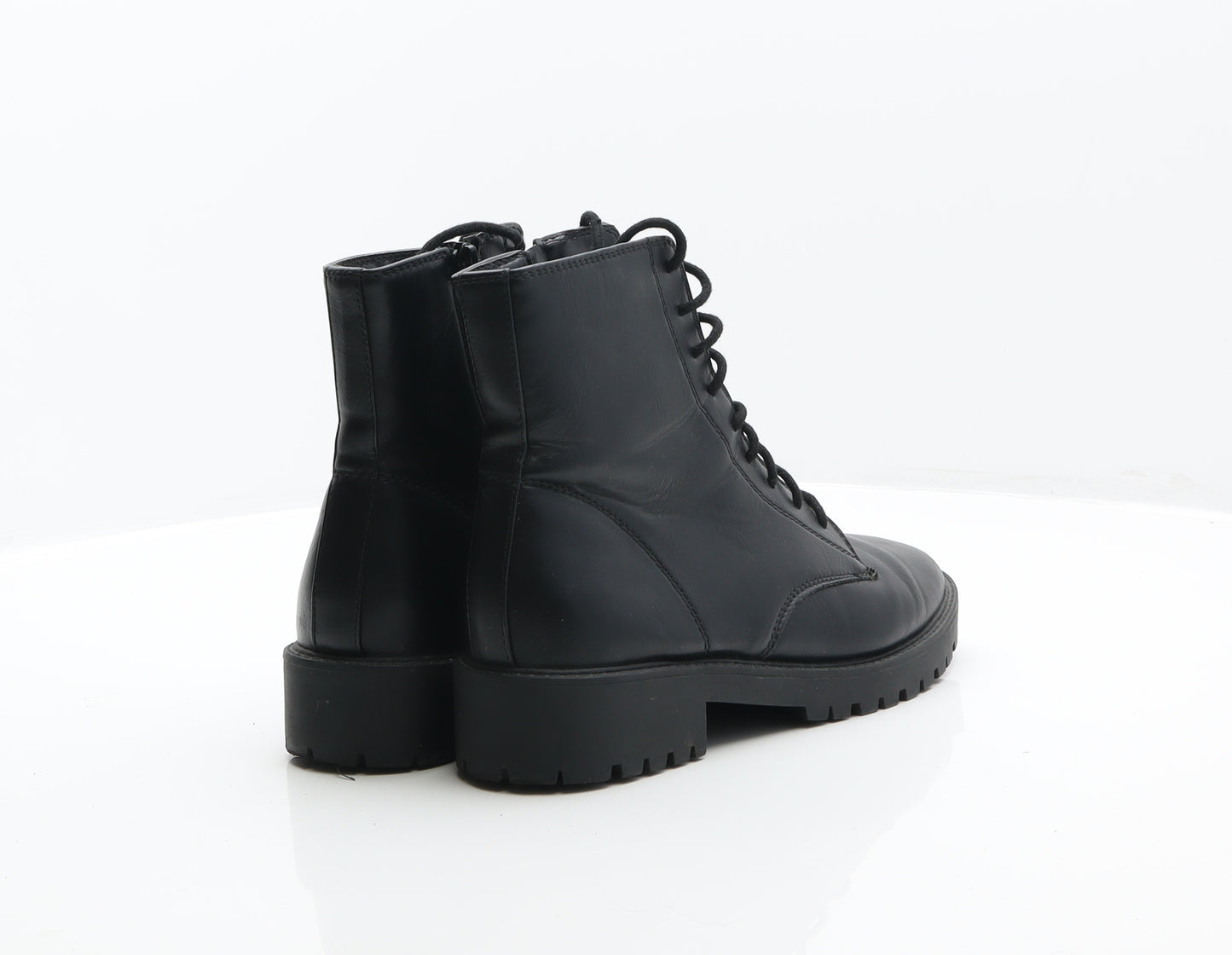 F&F Womens Black Angora Combat Boot UK 6