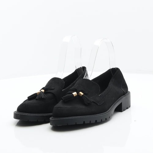 Primark Womens Black Leather Loafer Flat UK 4 37