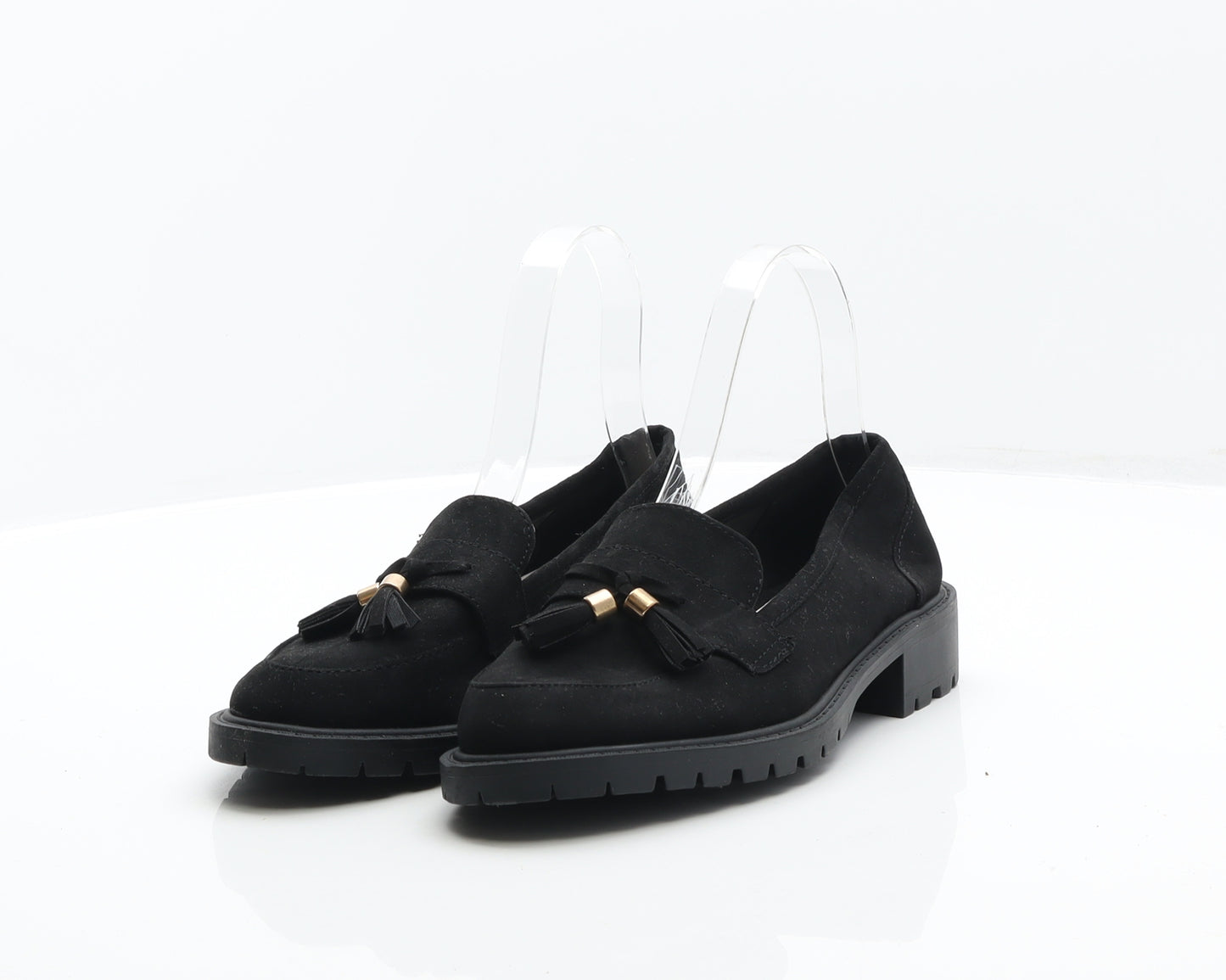 Primark Womens Black Leather Loafer Flat UK 4 37