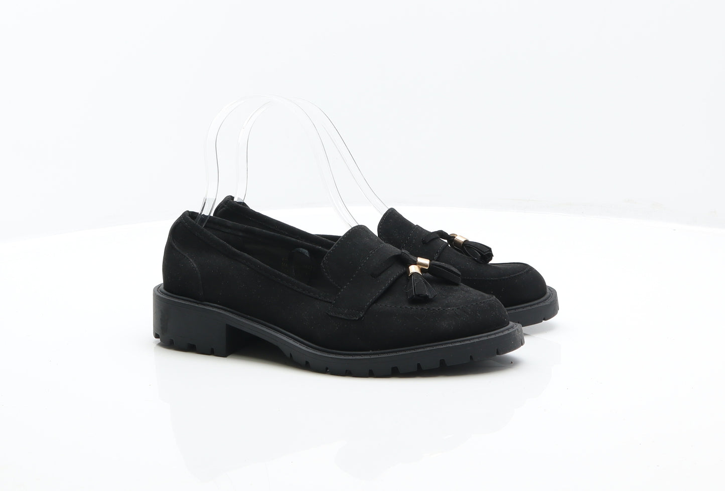 Primark Womens Black Leather Loafer Flat UK 4 37