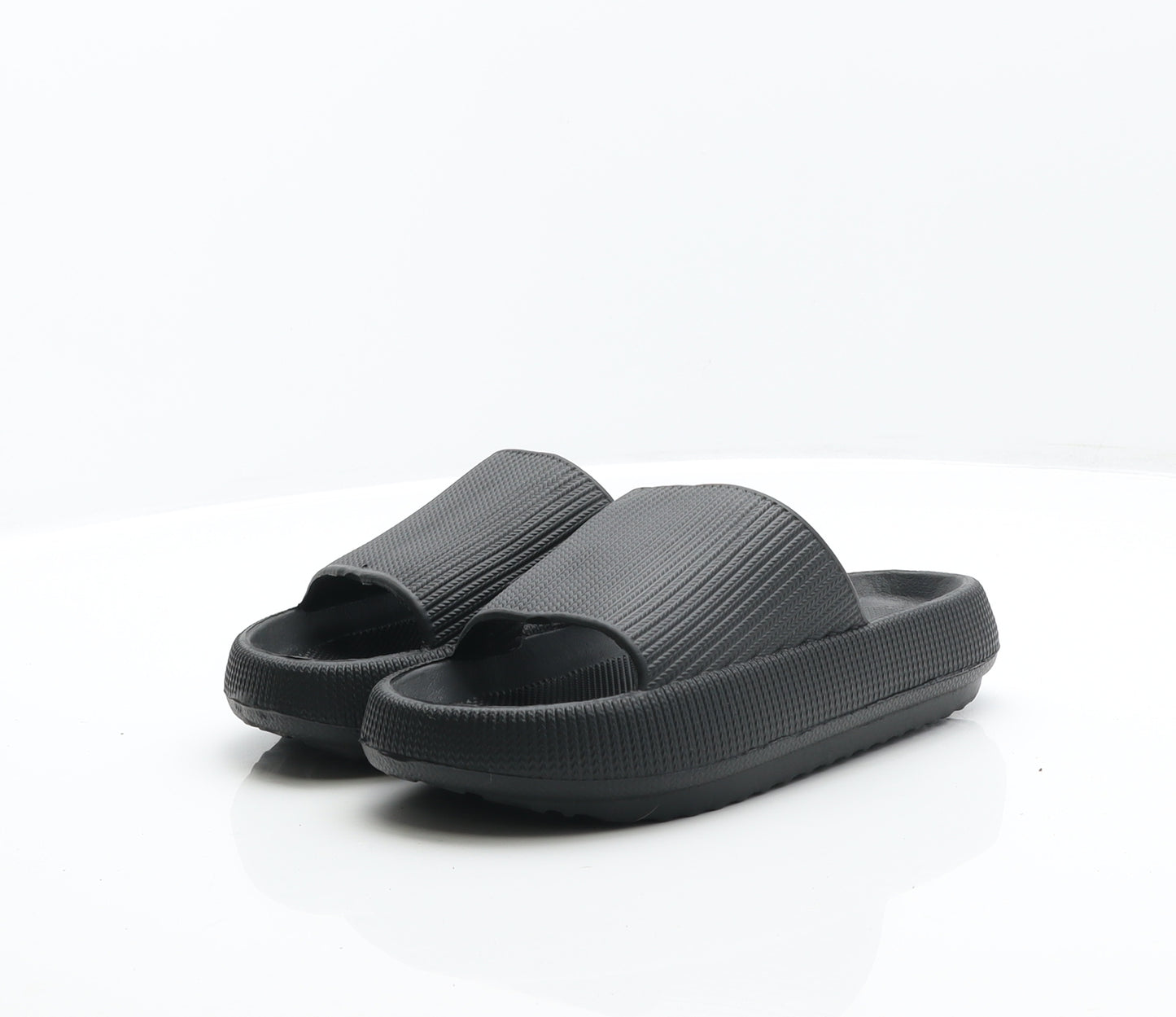 Preworn Womens Black Rubber Slider Sandal UK 2.5 34