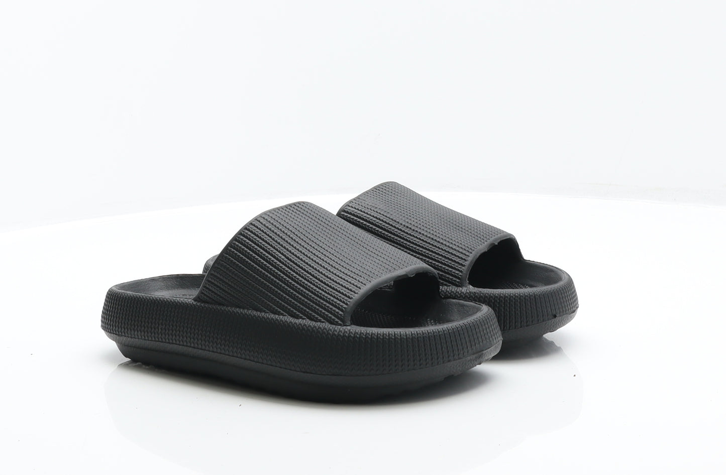 Preworn Womens Black Rubber Slider Sandal UK 2.5 34