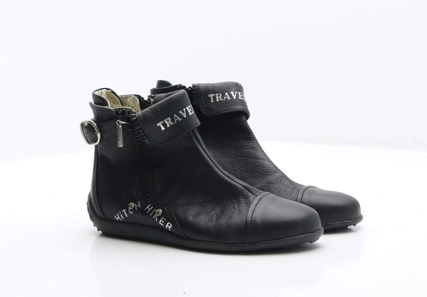 Travel Fox Womens Black Leather Trainer UK 4 37