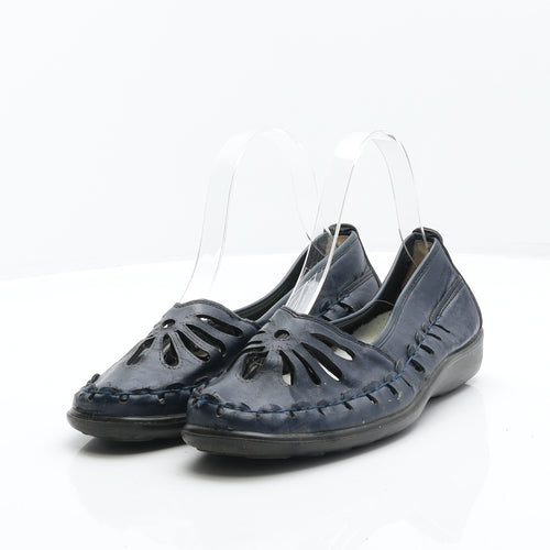 Preworn Womens Blue Leather Loafer Flat UK 5