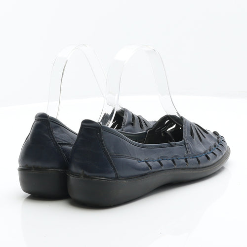 Preworn Womens Blue Leather Loafer Flat UK 5