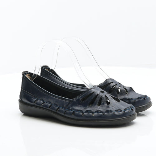 Preworn Womens Blue Leather Loafer Flat UK 5