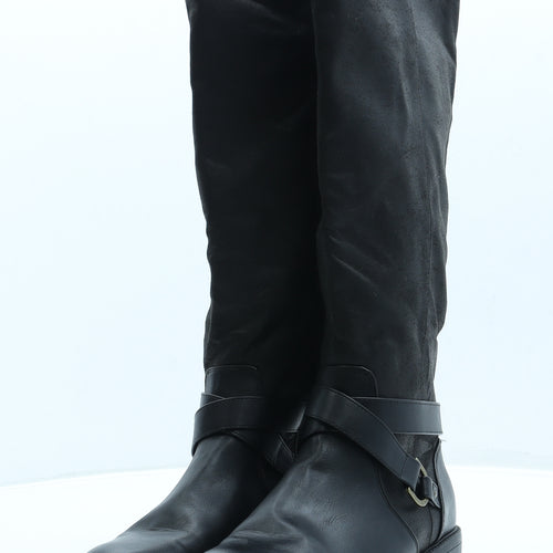 F&F Womens Black Leather Bootie Boot UK 6 39
