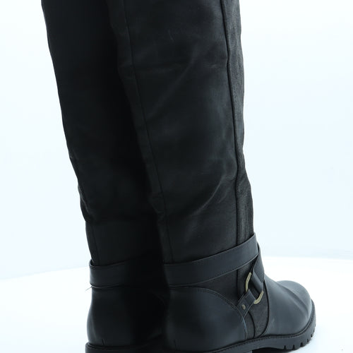 F&F Womens Black Leather Bootie Boot UK 6 39